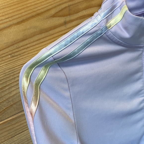 Girls Adidas track jacket. Pastel purple with rainbow stripes. - Picture 6 of 16